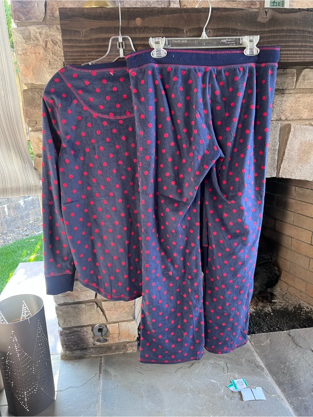 P.J. Salvage Navy and Red Polka Dot Pajama Set Medium